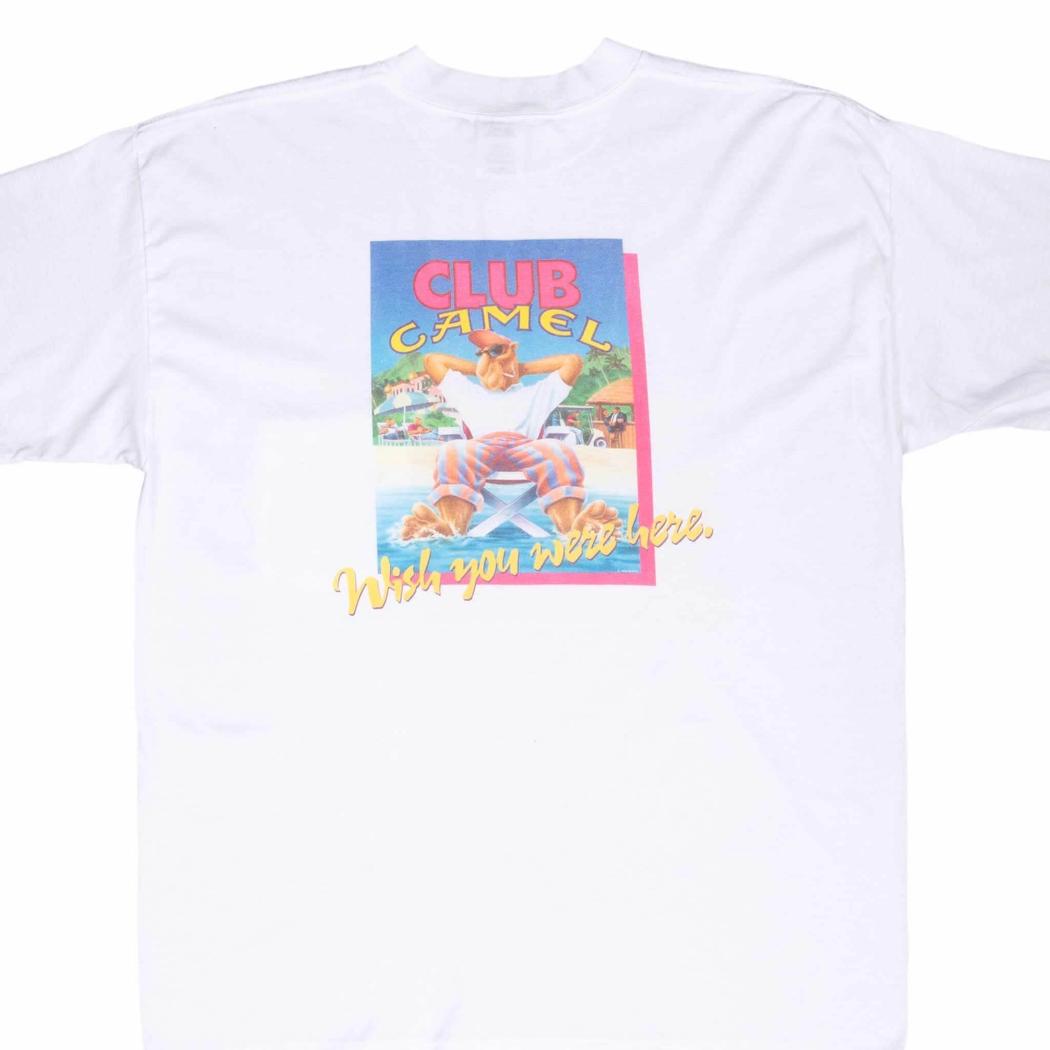 Chilly Day Essentials Floral freshness VINTAGE CLUB CAMEL MEMBER POCKET TEE SHIRT 1992 LARGE MADE IN USA