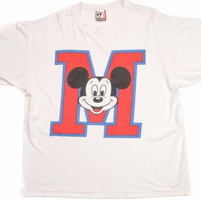 VINTAGE DISNEY MICKEY MOUSE TEE SHIRT SIZE XL MADE IN USA Yarn Dyed Stripes monochromatic