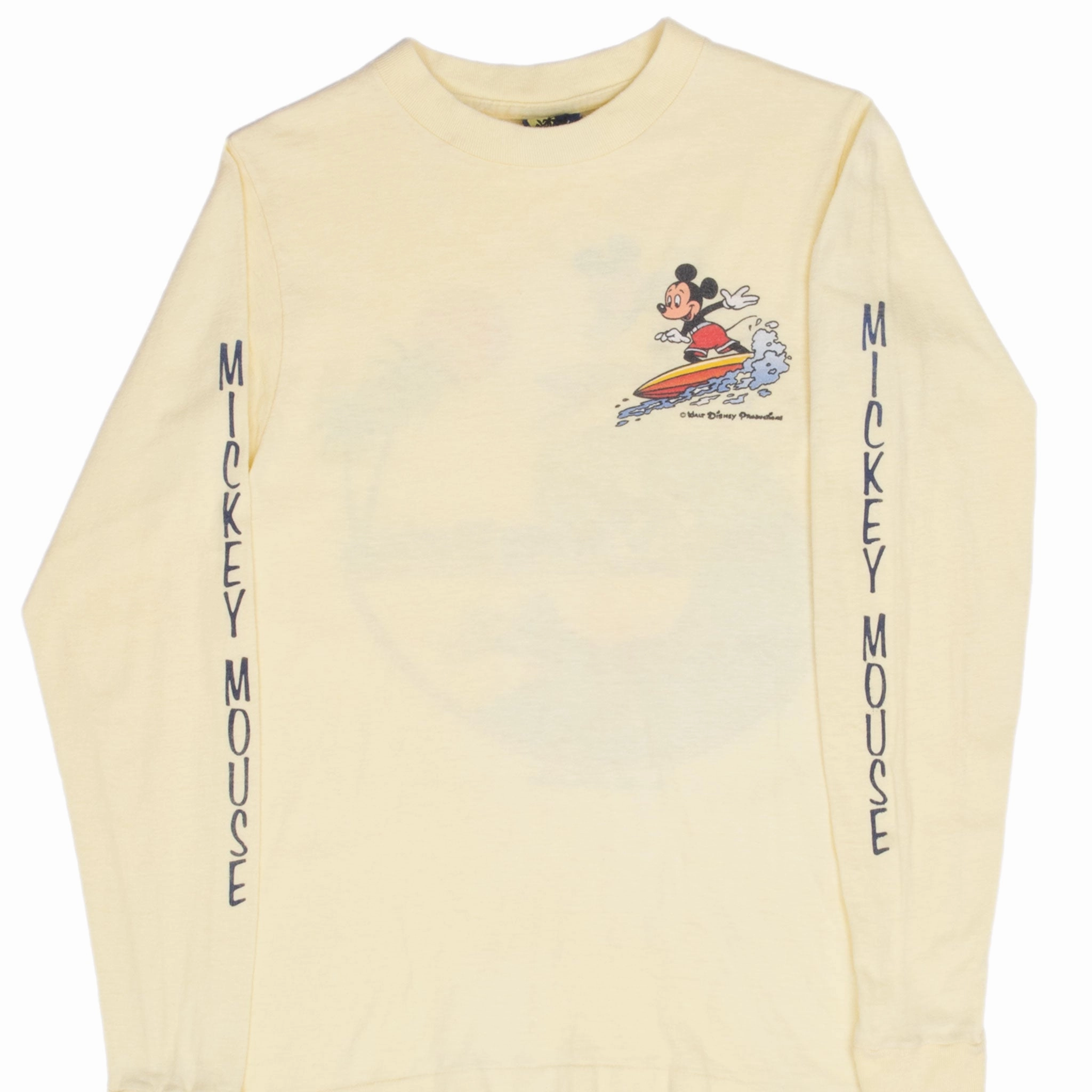 Essential Style Wear VINTAGE DISNEY SURFING MICKEY MOUSE LONG SLEEVE TEE SHIRT 1980S XS MADE IN USA