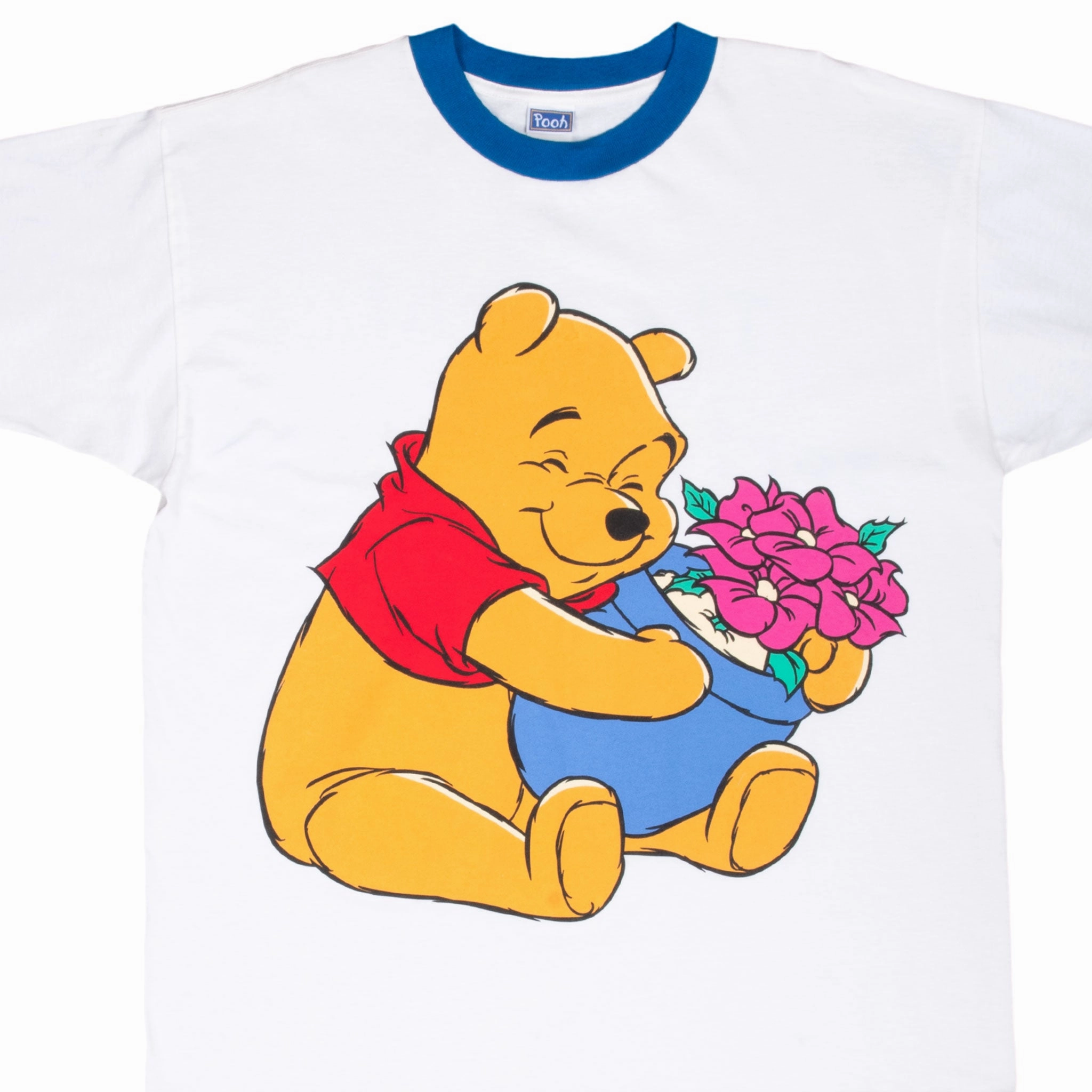 Easy Wear Look VINTAGE DISNEY WINNIE THE POOH FLOWER RINGER TEE SHIRT 1990S XL