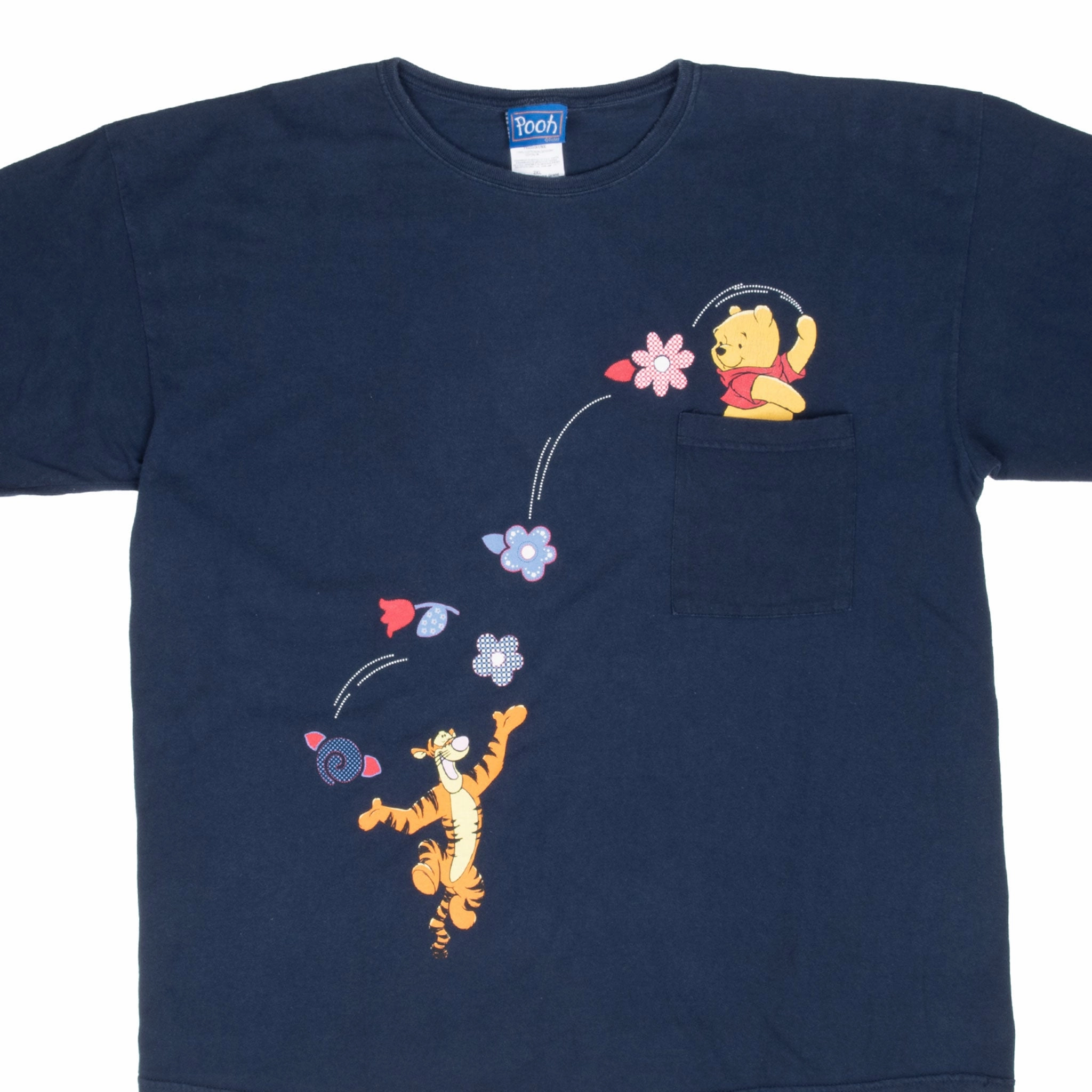 Anti Odor Technology VINTAGE DISNEY WINNIE THE POOH TIGGER  POKCET TEE SHIRT 2XL