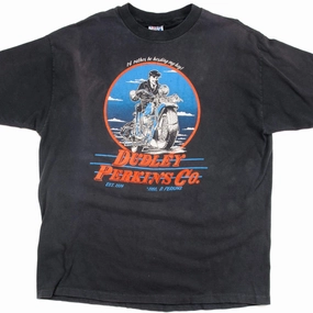 VINTAGE DUDLEY PERKINS TEE SHIRT CO. 75TH ANNIVERSARY 1989 SIZE XL MADE IN USA Sporty and Stylish