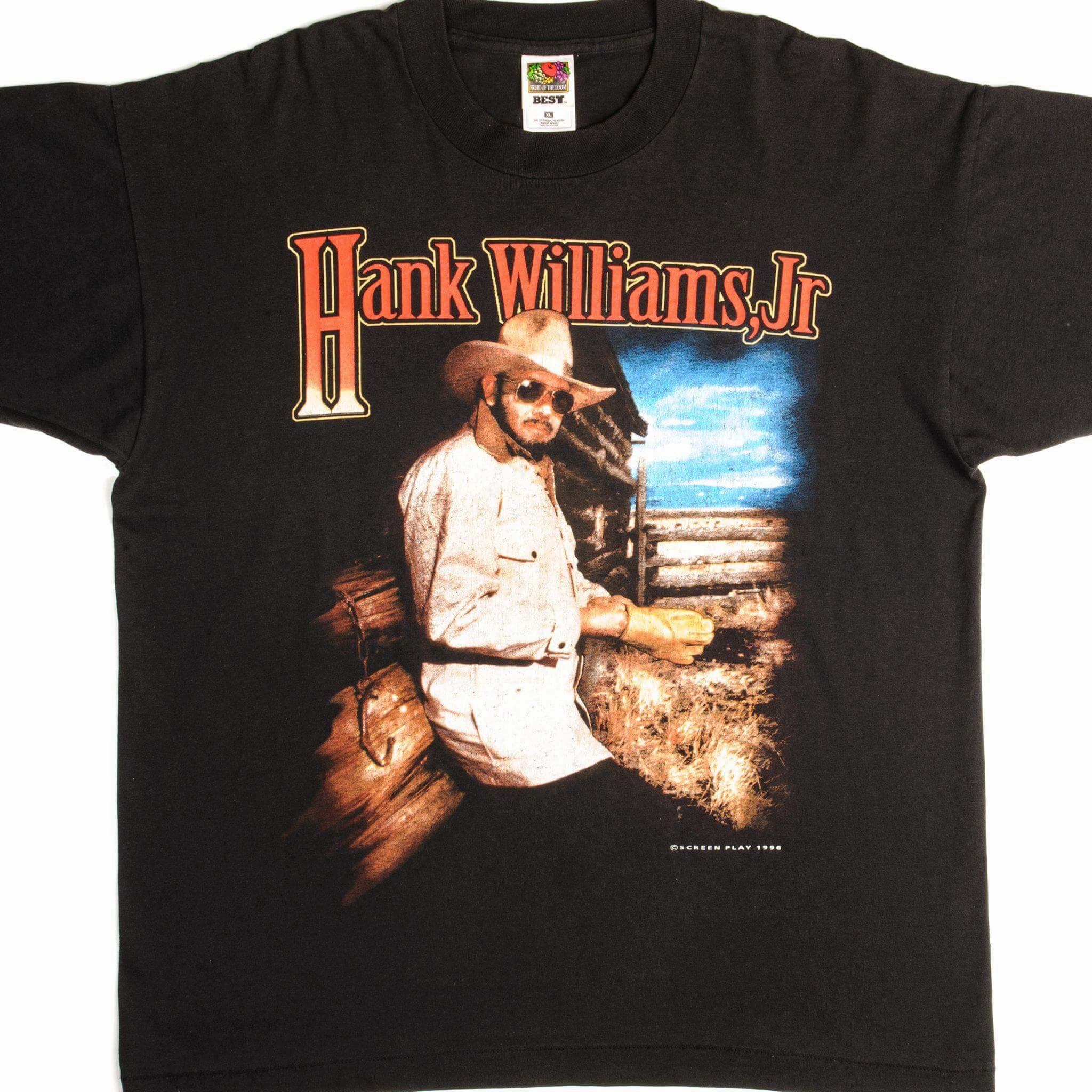 Minimalist Aesthetic Versatile Comfort Style VINTAGE HANK WILLIAMS JR TOUR TEE SHIRT 1996 SIZE XL