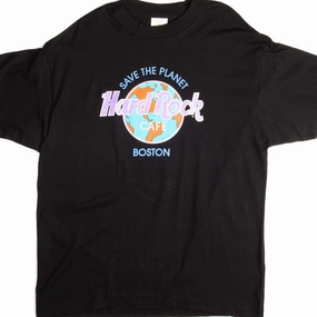 Smooth Seam Technology Layered Hem Design VINTAGE HARD ROCK CAFE SAVE THE PLANET BOSTON TEE SHIRT SIZE XL MADE IN USA