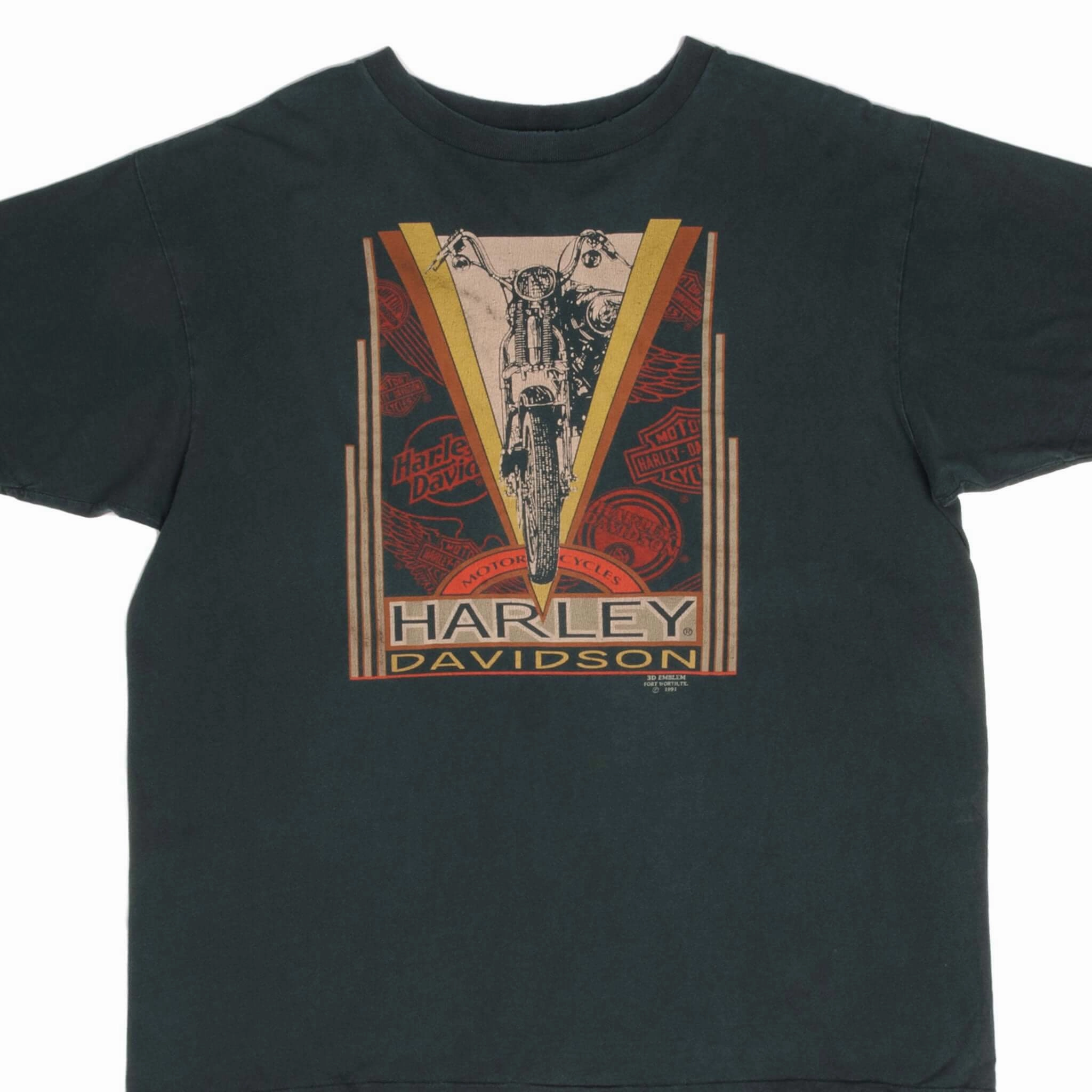 AntiStaticLining VINTAGE HARLEY DAVIDSON 3D EMBLEM TEE SHIRT 1991 SIZE XL MADE IN USA