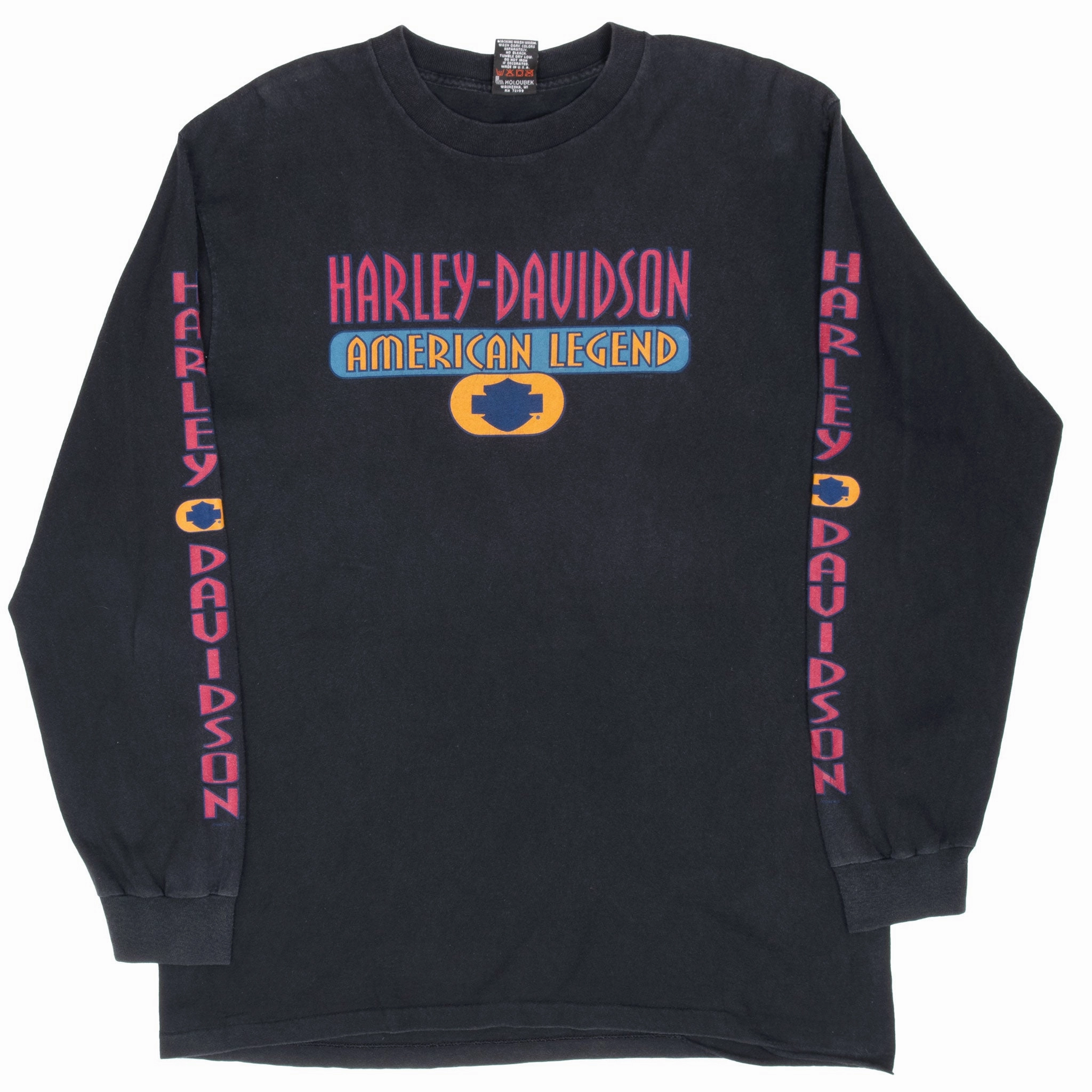 VINTAGE HARLEY DAVIDSON ARUBA 1997 LONG SLEEVE TEE SHIRT LARGE MADE IN USA Flatlock stitching Fashion-Forward Look