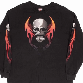 Comfy Flex Moisture Management Fabric VINTAGE HARLEY DAVIDSON FLAME LONG SLEEVE TEE SHIRT 2005 SIZE XL MADE IN USA