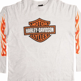 Garment Dyed Technique Slim Fit Design VINTAGE HARLEY DAVIDSON LONG SLEEVES TEE SHIRT SIZE XL