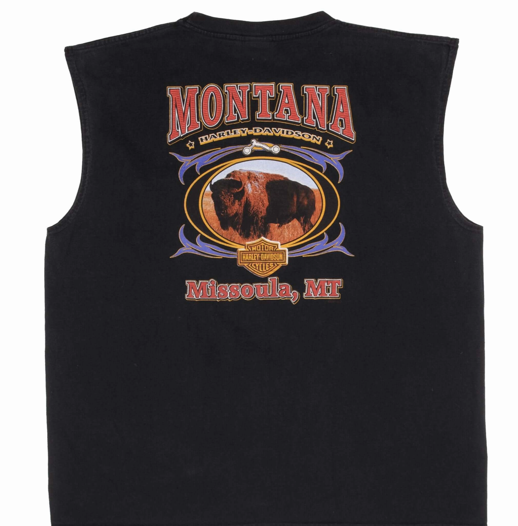 VINTAGE HARLEY DAVIDSON MISSOULA MONTANA TANK TOP TEE SHIRT 2004 2XL MADE IN USA Comfort Apparel