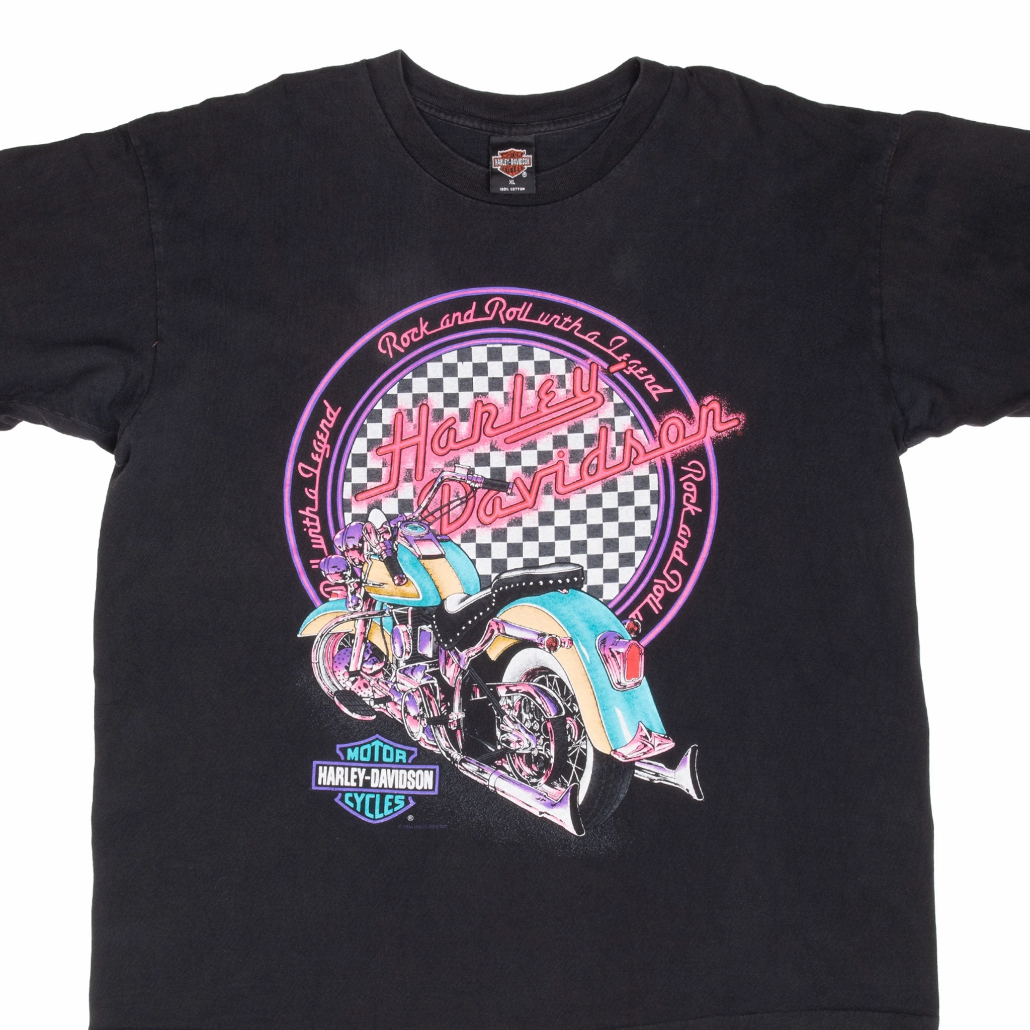 VINTAGE HARLEY DAVIDSON NEON LOS ANGELES TEE SHIRT 1994 XL MADE IN USA Sun Protection Cozy and Comfortable