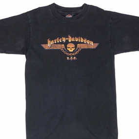 VINTAGE HARLEY DAVIDSON NORTH DAKOTA 2003 TEE SHIRT MEDIUM MADE IN USA Prom Tubular Knit Structure