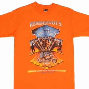 VINTAGE HARLEY DAVIDSON RENDEZ VOUS STAFF TEE SHIRT 1995 MEDIUM MADE USA Feminine Fit Minimalist Wear