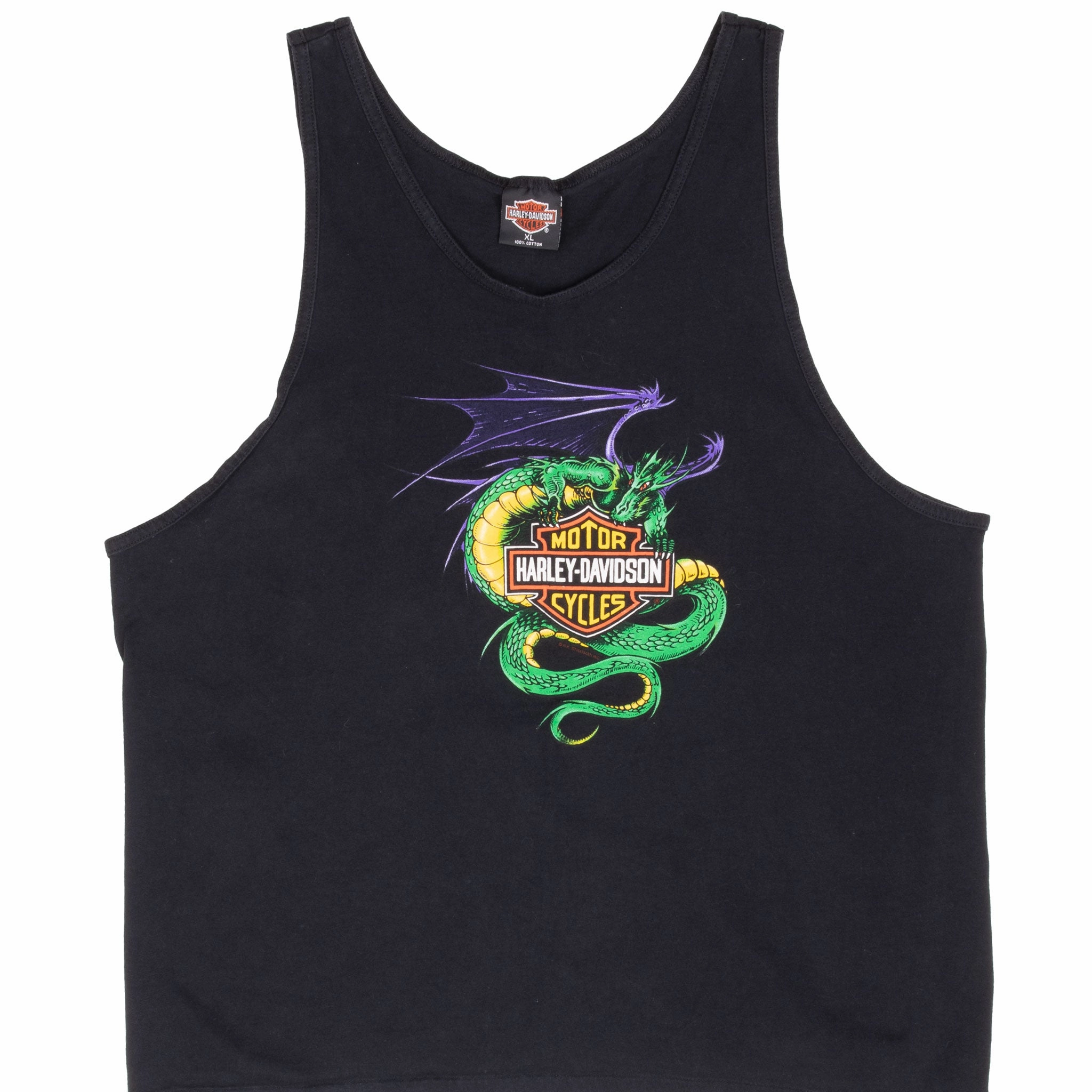 Slim Style VINTAGE HARLEY DAVIDSON WORLD DRAGON OKLAHOMA CITY TANK TOP TEE SHIRT 1994 XL