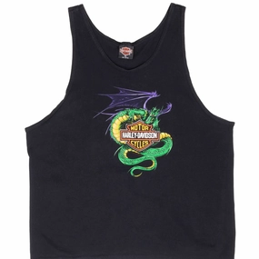 Slim Style VINTAGE HARLEY DAVIDSON WORLD DRAGON OKLAHOMA CITY TANK TOP TEE SHIRT 1994 XL
