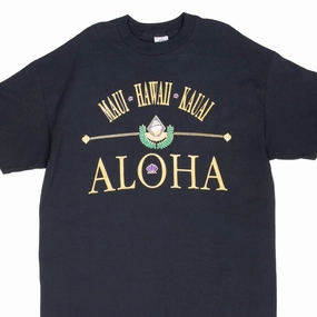 Comfy Essentials Wear Seasonal Comfort VINTAGE HAWAII MAUI ALOHA GRAPHIC TEE SHIRT  1990S XL MADE IN USA