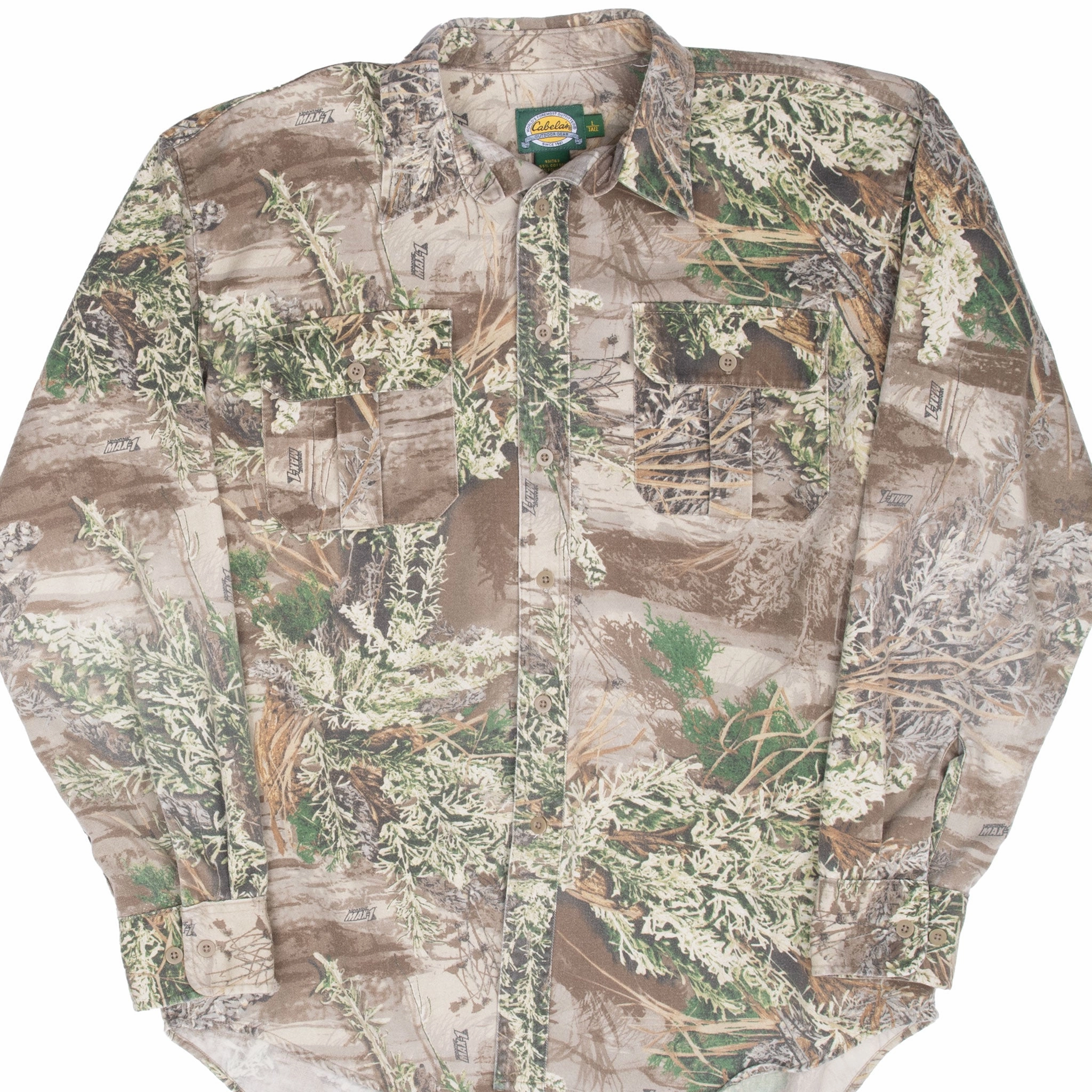 Anti Pilling VINTAGE HUNTING ADVANTAGE MAX 1 CAMO SHIRT 1990S LARGE TALL