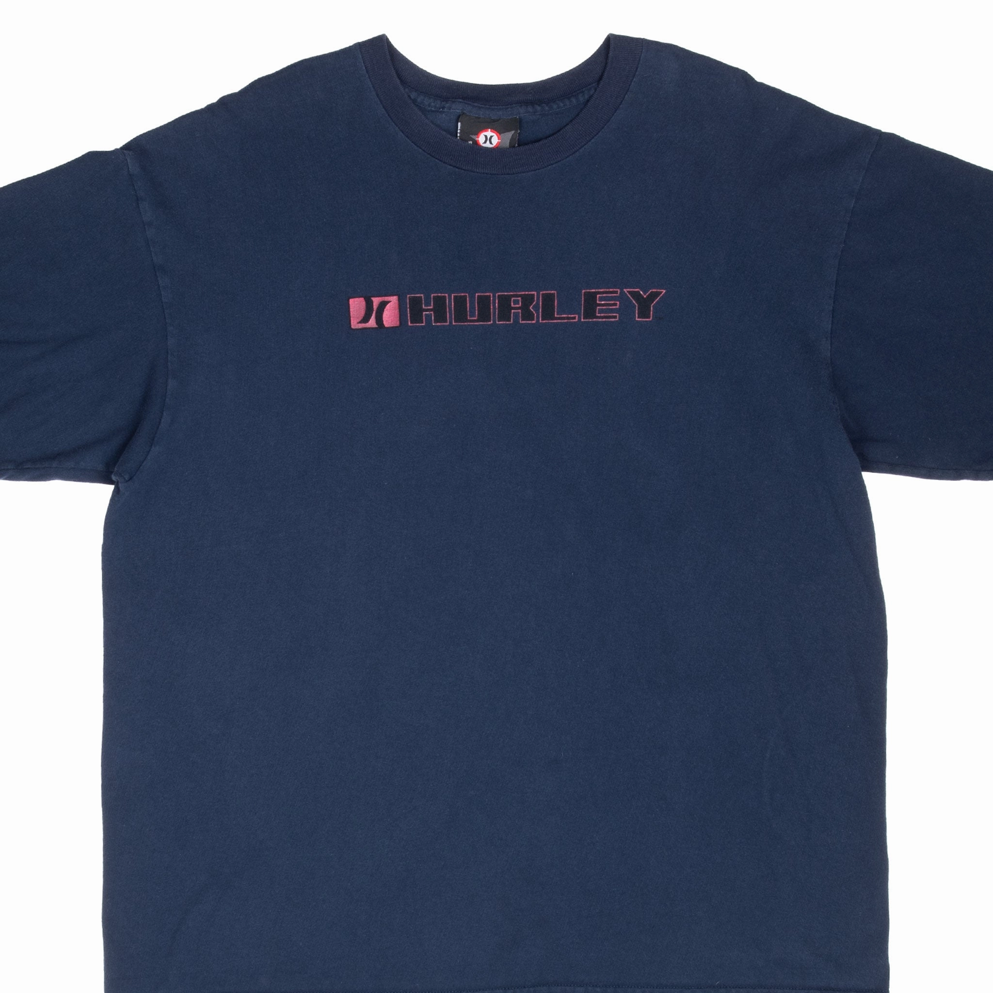 Soft Fit Wear cotton material VINTAGE HURLEY SURFING NAVY BLUE SURF TEE SHIRT EARLY 2000S XL MADE IN USA