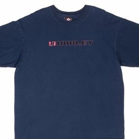Soft Fit Wear cotton material VINTAGE HURLEY SURFING NAVY BLUE SURF TEE SHIRT EARLY 2000S XL MADE IN USA
