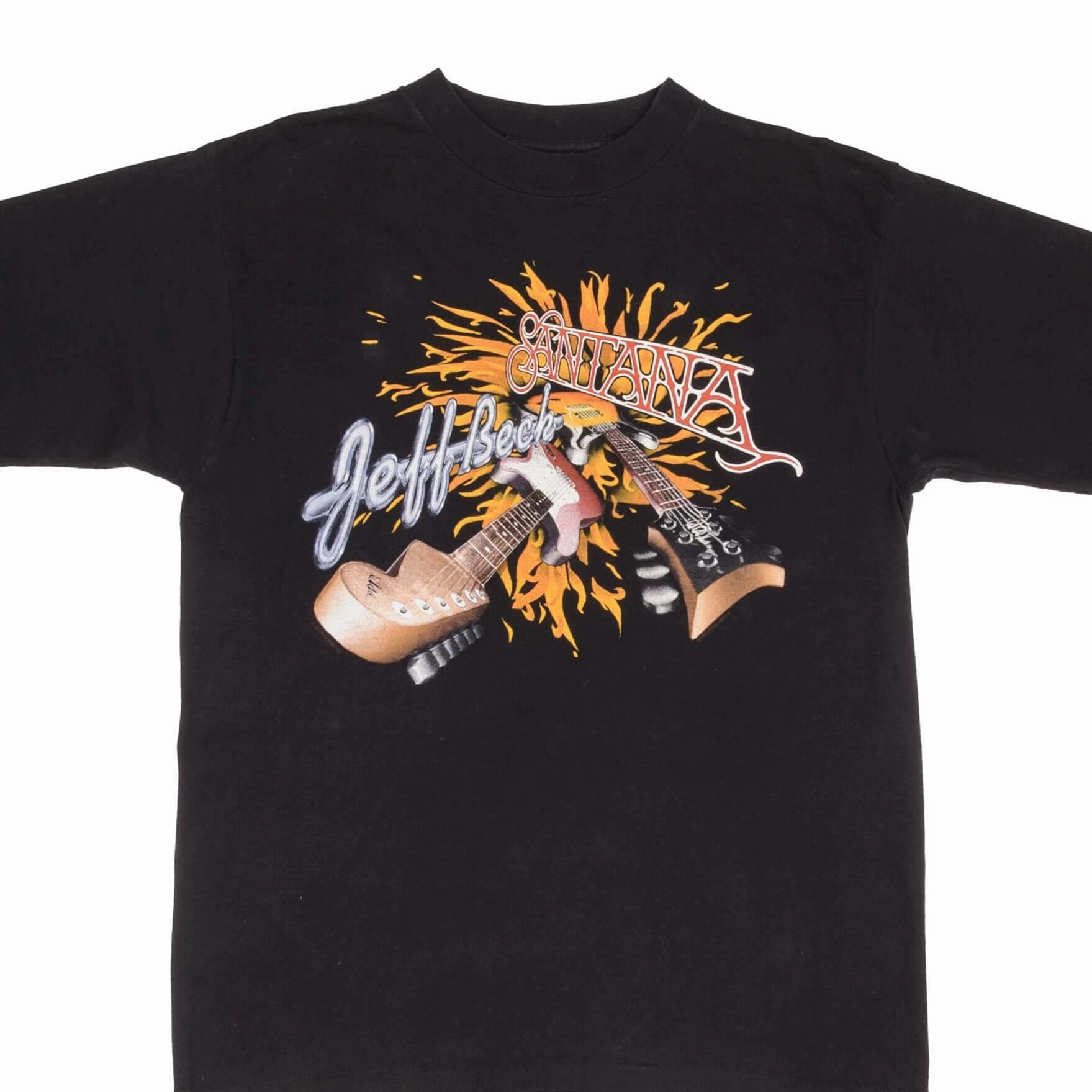 Breathable Flex Fit Longline Hemline VINTAGE JEFF BECK SANTANA TOUR 1996 TEE SHIRT SIZE LARGE MADE IN USA