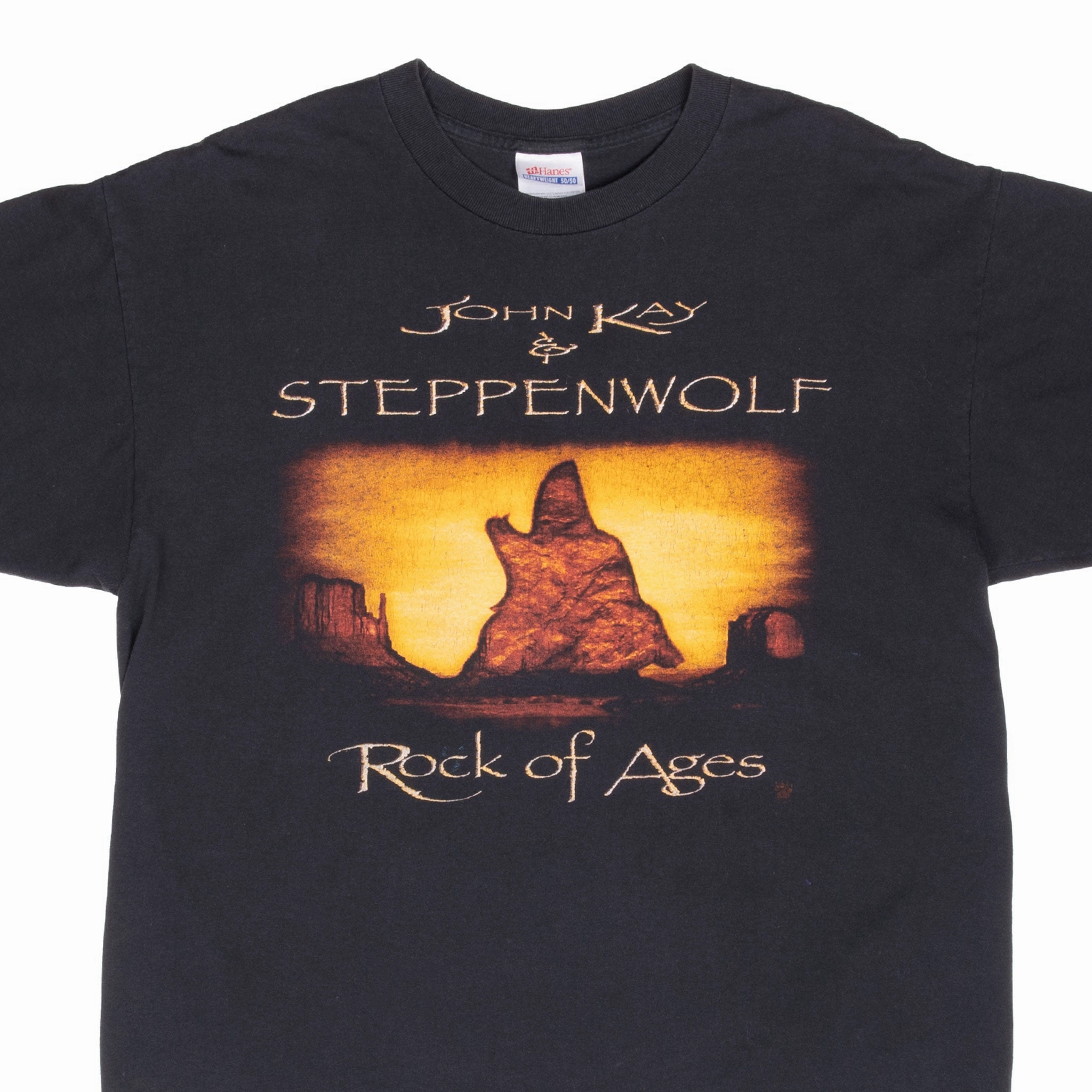 VINTAGE JOHN KAY & STEPPENWOLF ROCK OF AGES TEE SHIRT 2002 LARGE Gym workout Chilly Comfort Wear