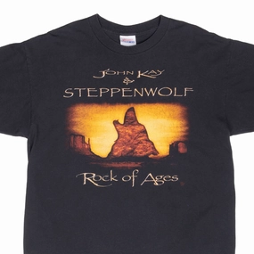 VINTAGE JOHN KAY & STEPPENWOLF ROCK OF AGES TEE SHIRT 2002 LARGE Gym workout Chilly Comfort Wear