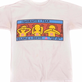 VINTAGE KEITH HARING TEE SHIRT 1990'S SIZE S MADE IN USA All-Day Comfort Wear Printed Logo