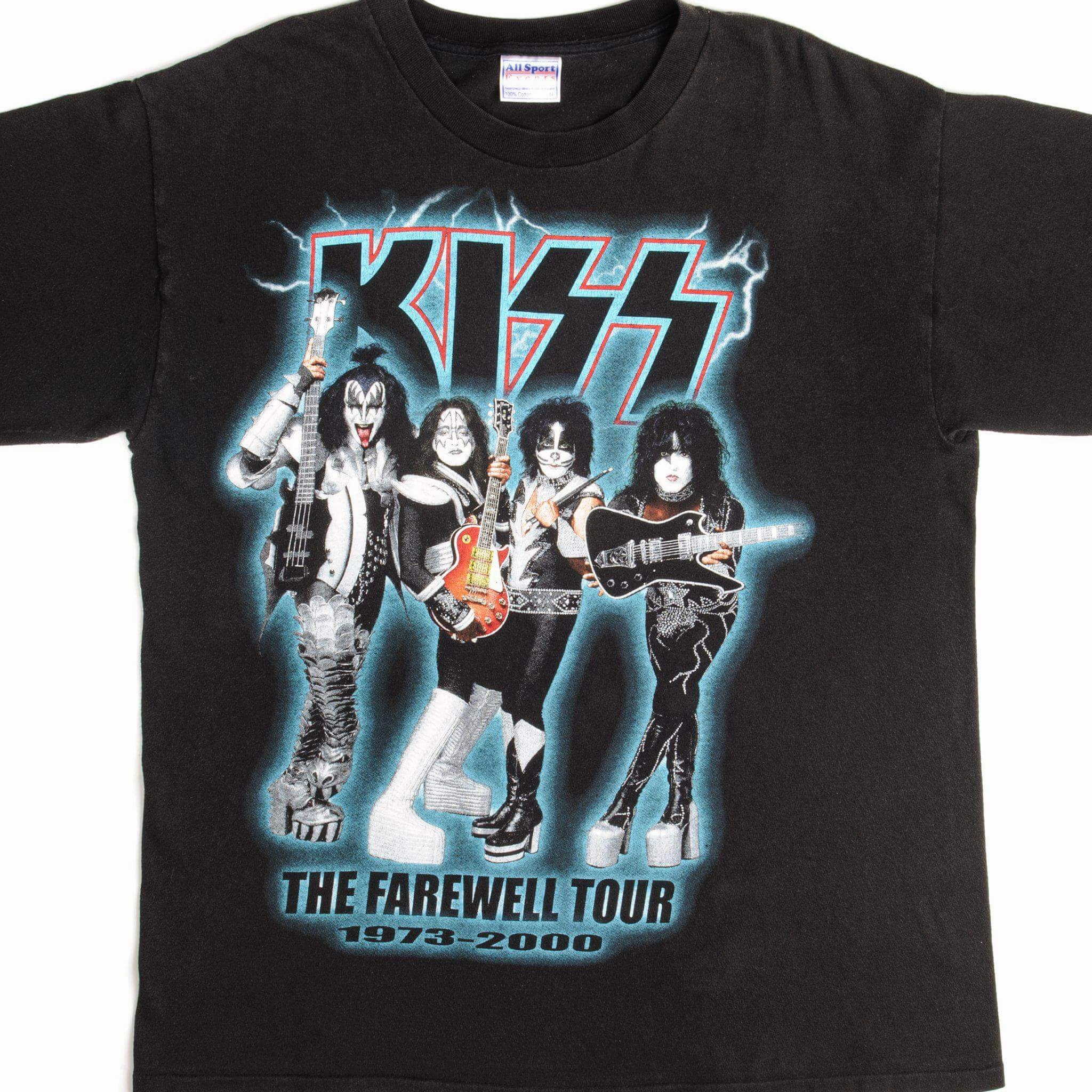Sleek Look Lightweight Shirt VINTAGE KISS THE FAREWELL TOUR TEE SHIRT 2000 SIZE LARGE