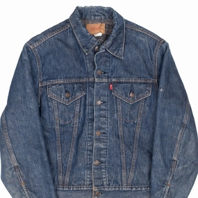 VINTAGE LEVIS INDIGO BLUE 2 POCKETS BLANKET LINED JACKET SIZE 40 1980S MADE IN USA Stroll