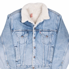 Warm Thinsulate Travel Ready VINTAGE LEVIS SHERPA TRUCKER BLUE DENIM JACKET 1980S SIZE 46R MADE IN USA
