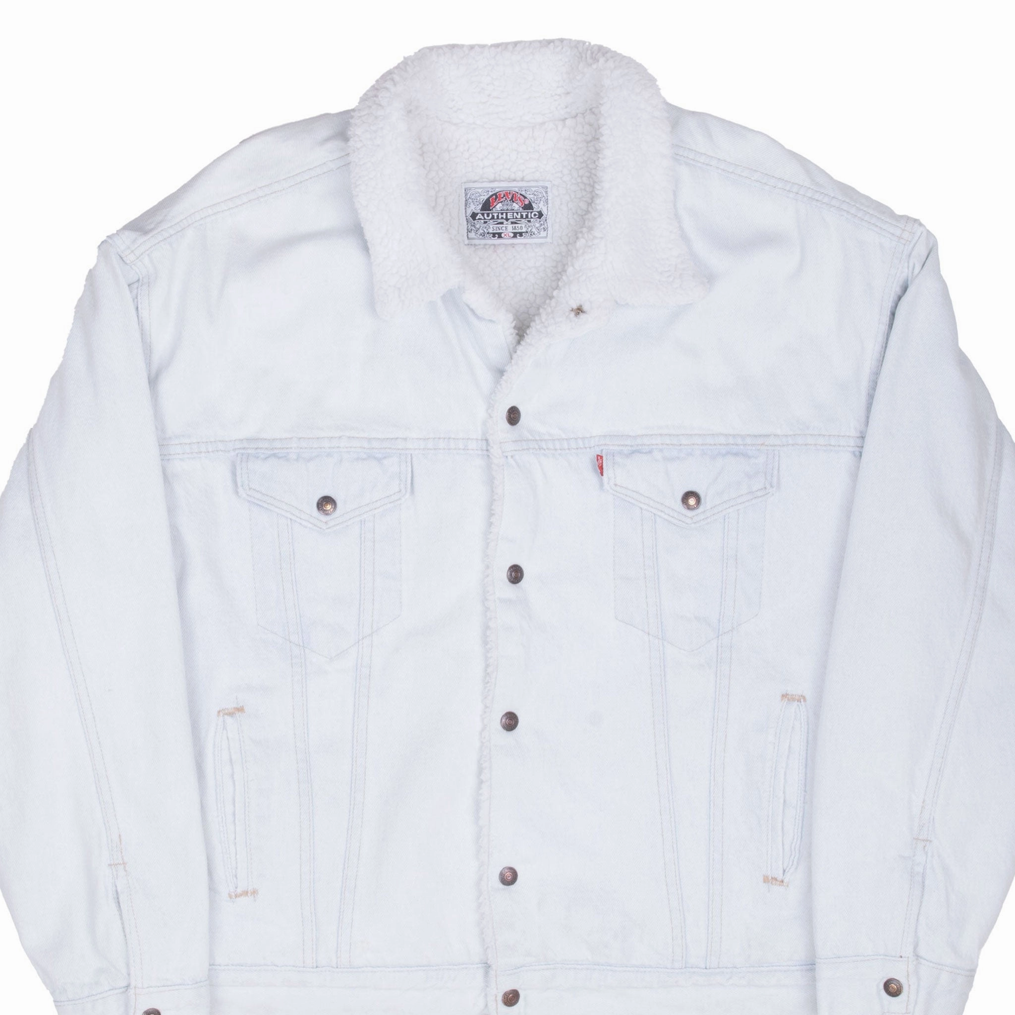 VINTAGE LEVIS SHERPA TRUCKER BLUE LIGHT WASH DENIM JACKET 1980S XL MADE IN USA Smooth Gliding Liners Bracelet