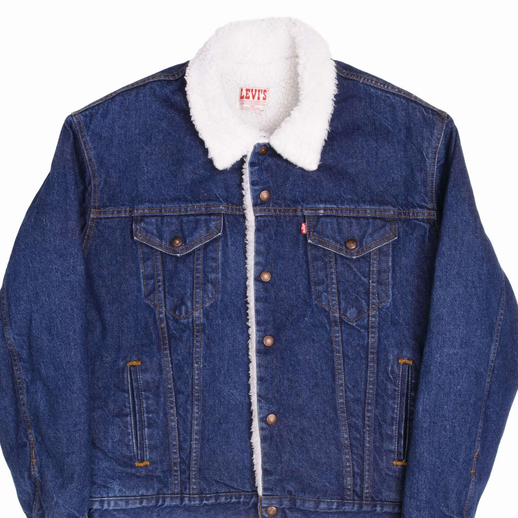 Cold-Weather Layer Scissors VINTAGE LEVIS SHERPA TRUCKER DENIM JACKET 1980's SIZE 44L MADE IN USA
