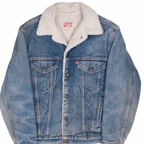 VINTAGE LEVIS SHERPA TRUCKER DENIM JACKET 1980S SIZE 34R XS MADE IN USA Cozy Jacket