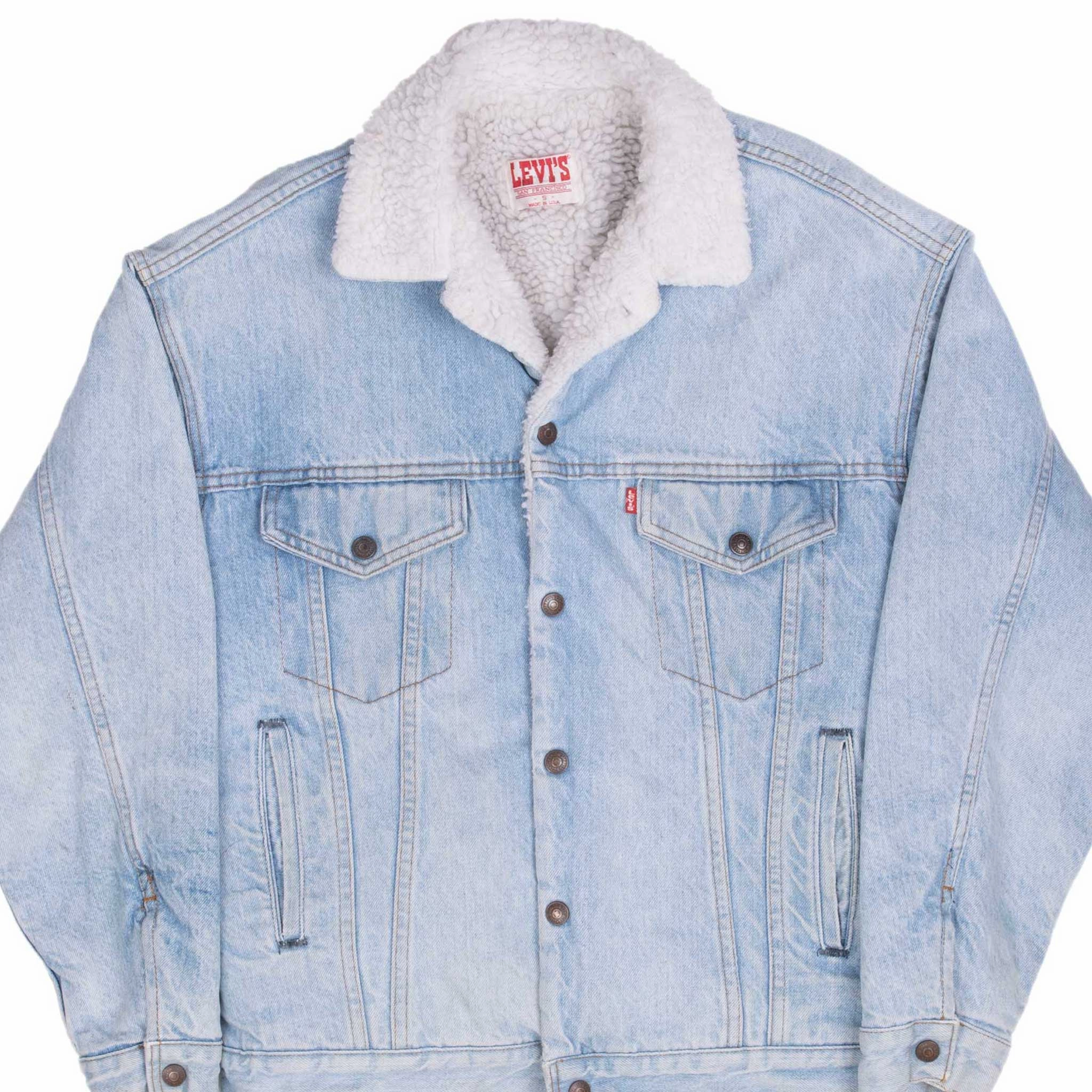 Insulated Comfort VINTAGE LEVIS SHERPA TRUCKER DENIM JACKET 1980S SIZE SMALL MADE IN USA