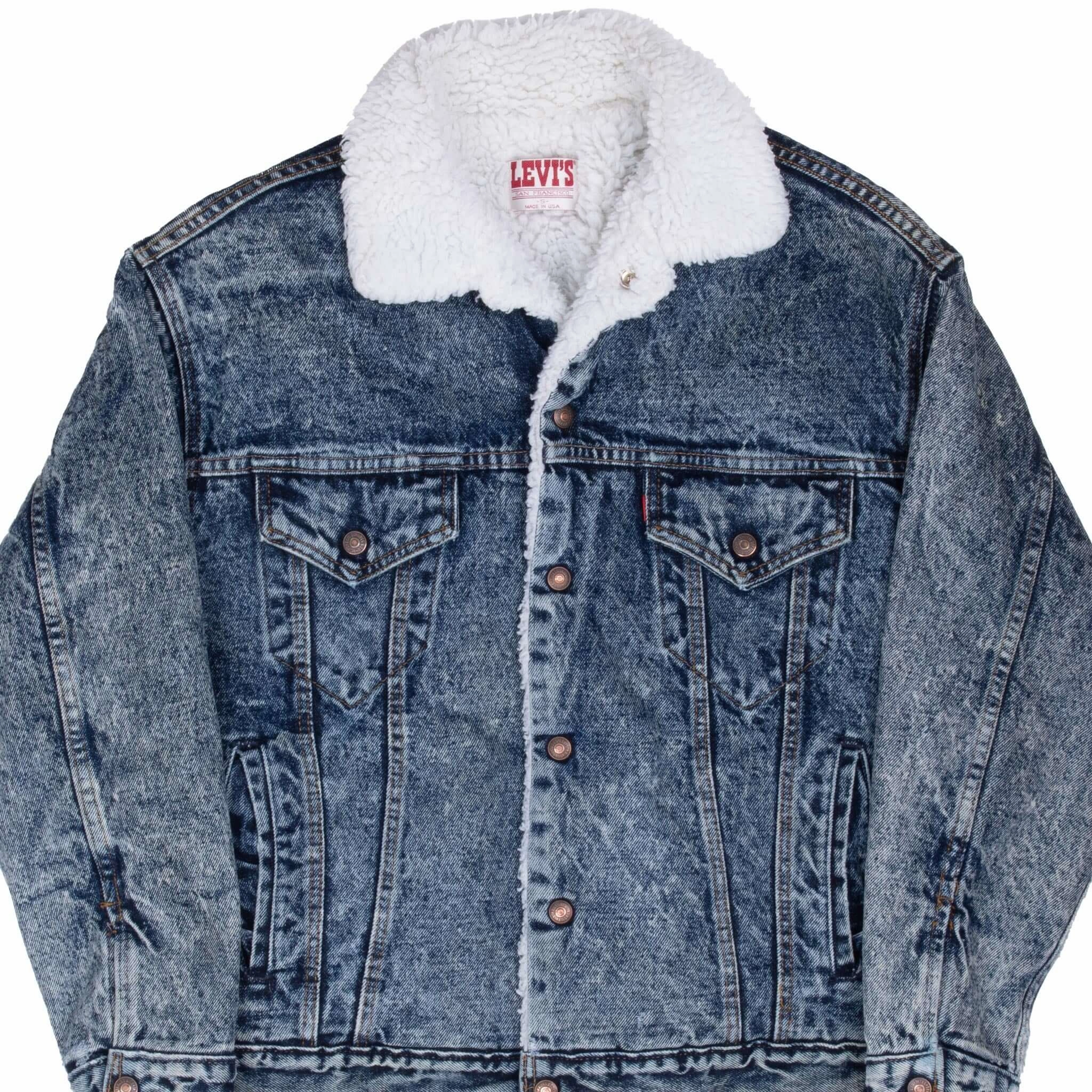 VINTAGE LEVIS SHERPA TRUCKER DENIM JACKET 1980S SMALL MADE IN USA Change