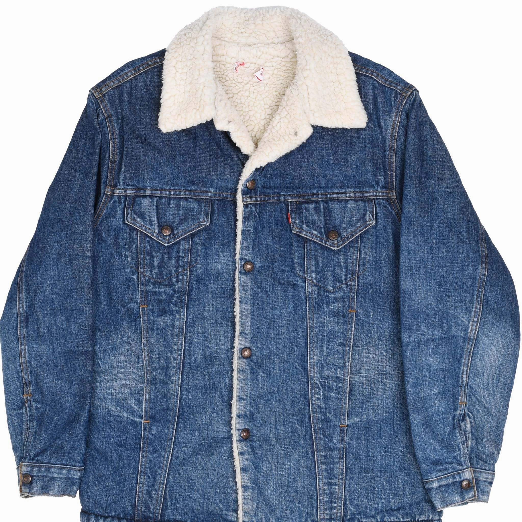 VINTAGE LEVIS SHERPA TRUCKER DENIM JACKET COAT 1970S SIZE 42 MADE IN USA Chilly Day Gear