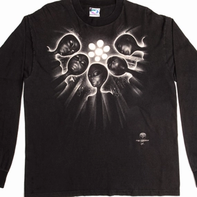 SlimFit Seasonal Comfort Style VINTAGE LIQUID BLUE ALIEN LONG SLEEVE TEE SHIRT 1997 SIZE XL MADE IN USA