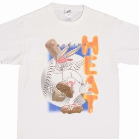 VINTAGE LOONEY TUNES BUGS BUNNY BASEBALL TEE SHIRT 1999 SIZE MEDIUM MADE IN USA High Density Fabric Slim Comfort