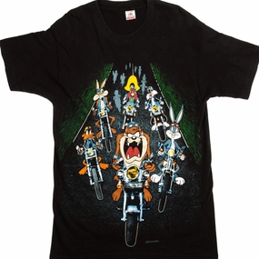 VINTAGE LOONEY TUNES ON BIKES TEE SHIRT 1993 SIZE LARGE MADE IN USA LowImpactDye Relaxed Comfort Wear