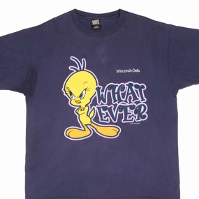 VINTAGE LOONEY TUNES TWEETY WHATEVER TEE SHIRT 1997 SIZE XL MADE IN USA Relaxed Movement Wrinkle Resistant Material