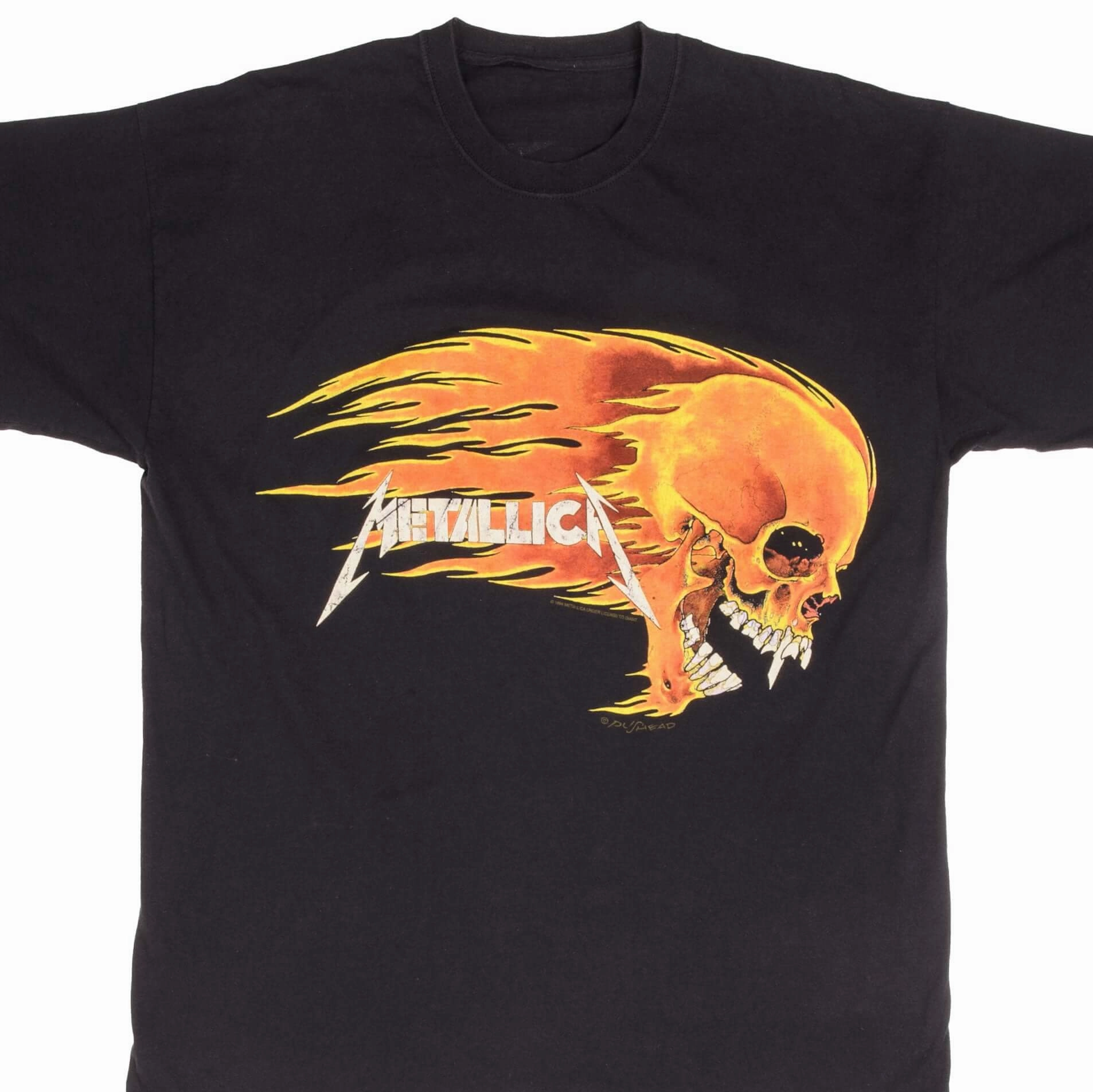 Minimalist Aesthetic VINTAGE METALLICA FLAMMING SKULL GIANT TEE SHIRT 1994 SIZE XL