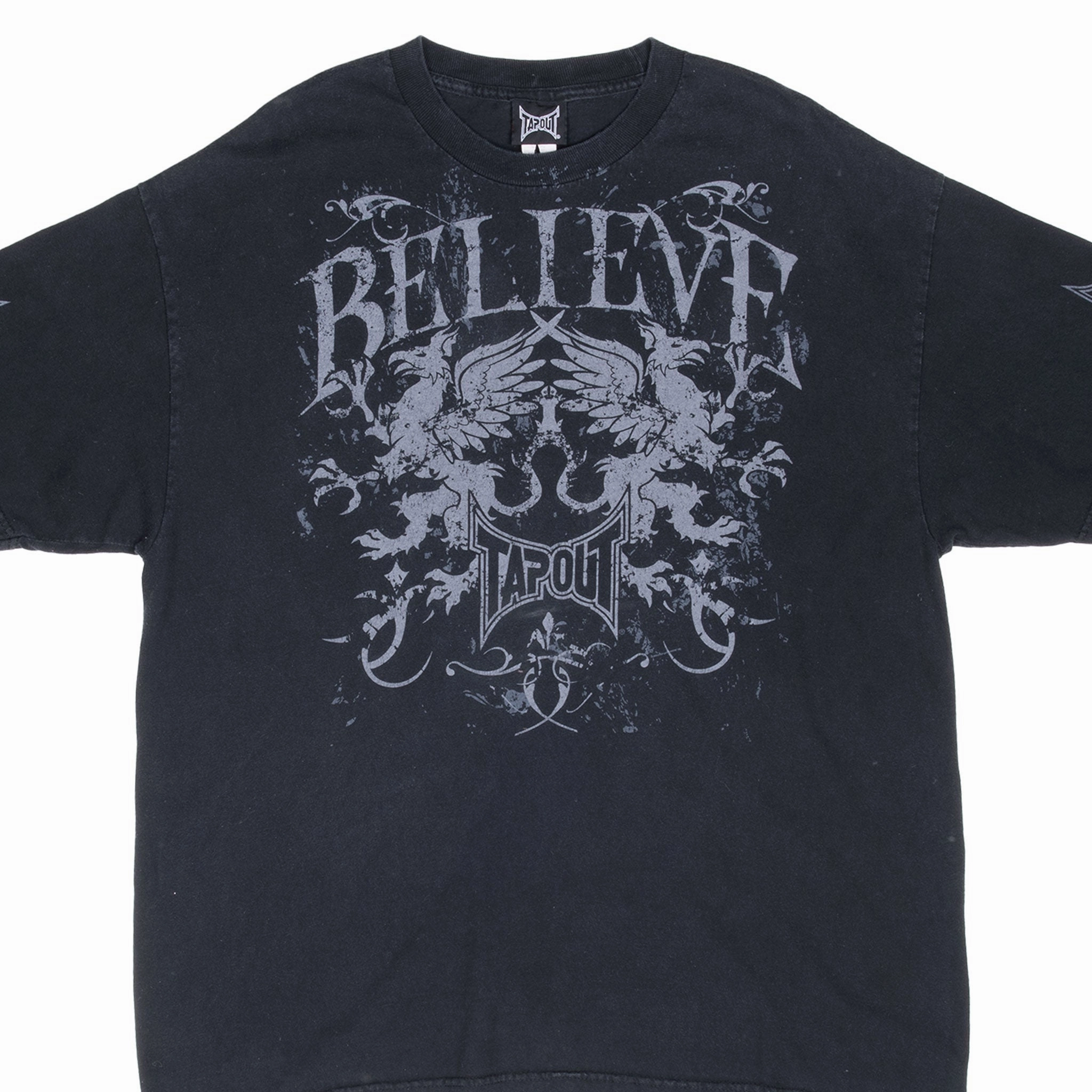 VINTAGE MMA UFC TAPOUT BELIEVE TEE SHIRT 2000S SIZE XL Tear Resistant Knit Vintage Style