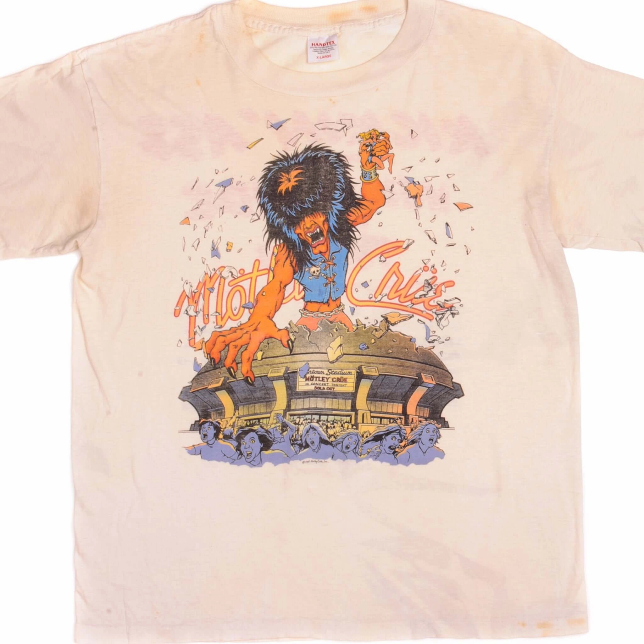 VINTAGE MOTLEY CRUE TOUR TEE SHIRT 1987 SIZE LARGE MADE IN USA Timeless and Chic Curved Hem