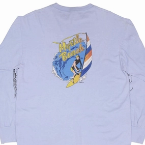 VINTAGE MYRTLE BEACH LONG SLEEVE SURF TEE SHIRT 1980S LARGE MADE IN USA Street Trendy Effortless Layer