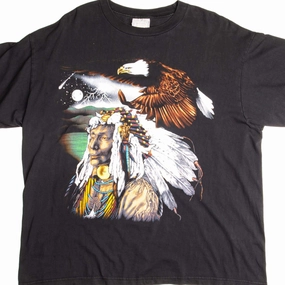 VINTAGE NATIVE AMERICAN AND BALD EAGLE TEE SHIRT SIZE XL Chilly Weather Style Minimal Look