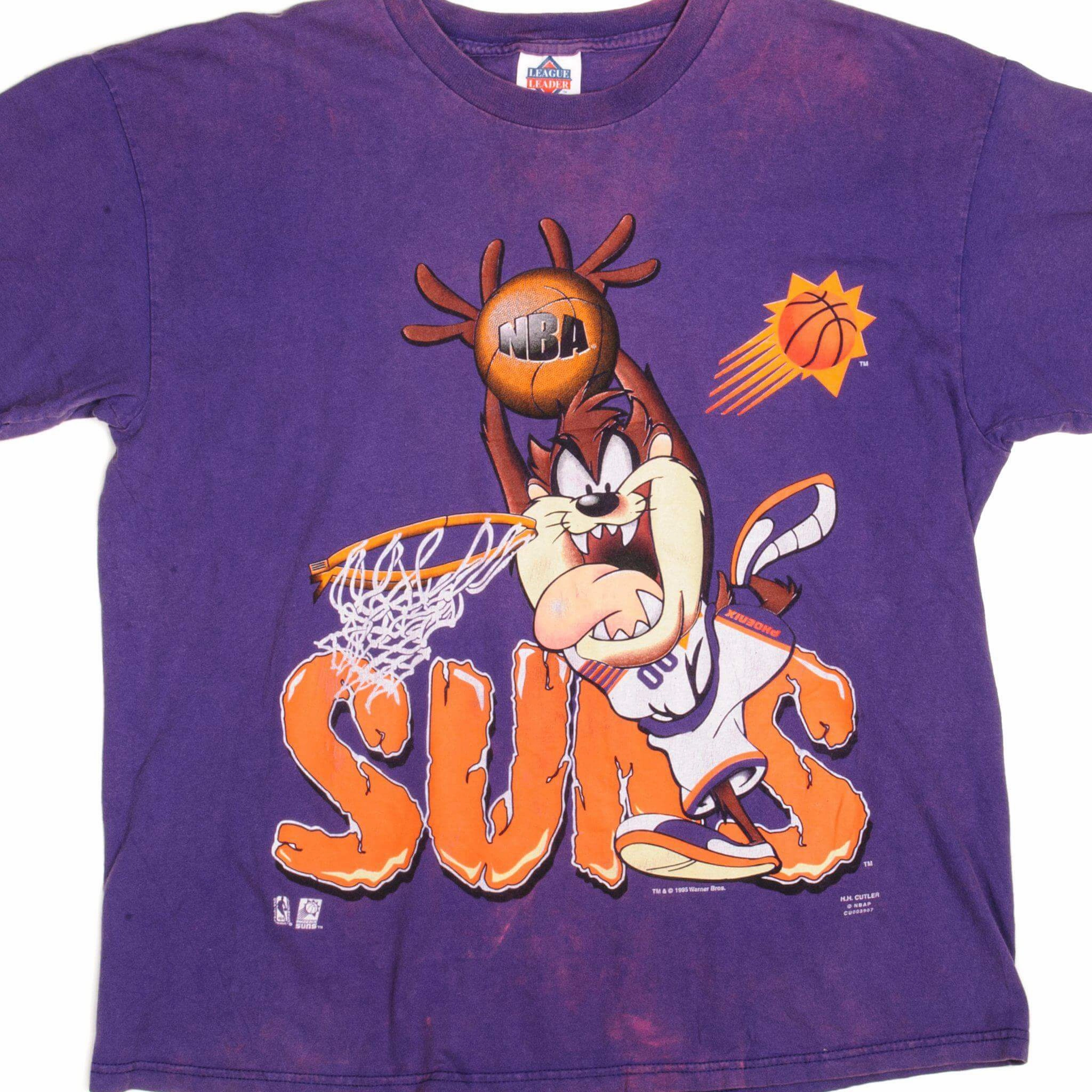 MinimalBranding Chill Mode Fit VINTAGE NBA PHOENIX SUNS LOONEY TUNES TEE SHIRT 1995 SIZE LARGE MADE IN USA