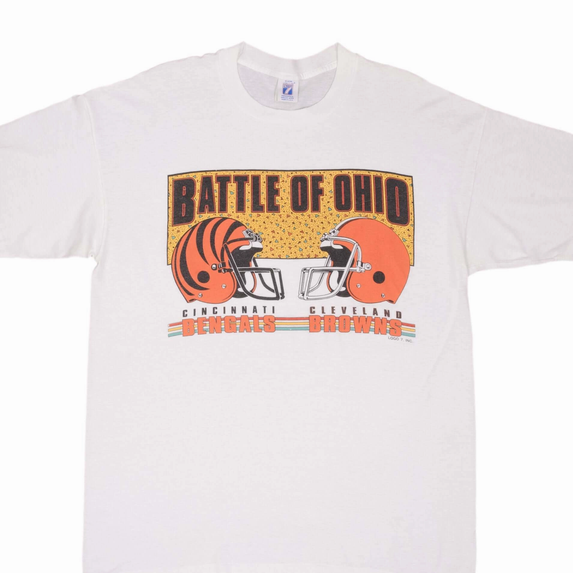 Seasonal Trend VINTAGE NFL BATTLE OF OHIO BENGALS VS BROWNS TEE SHIRT 1990S SIZE XL MADE IN USA