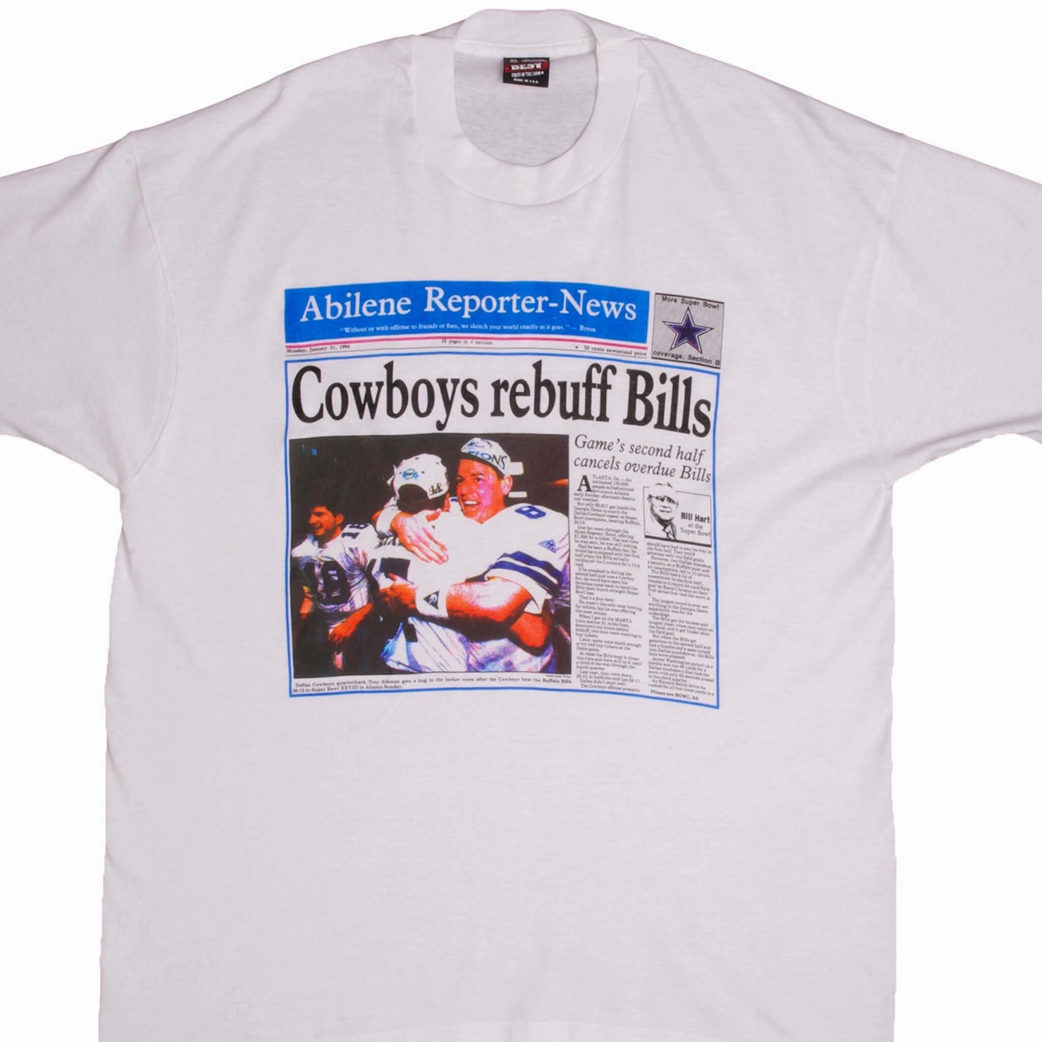 VINTAGE NFL DALLAS COWBOYS CHAMPION VS BUFFALO BILLS TEE SHIRT 1994 XL MADE USA EcoFriendly Dye