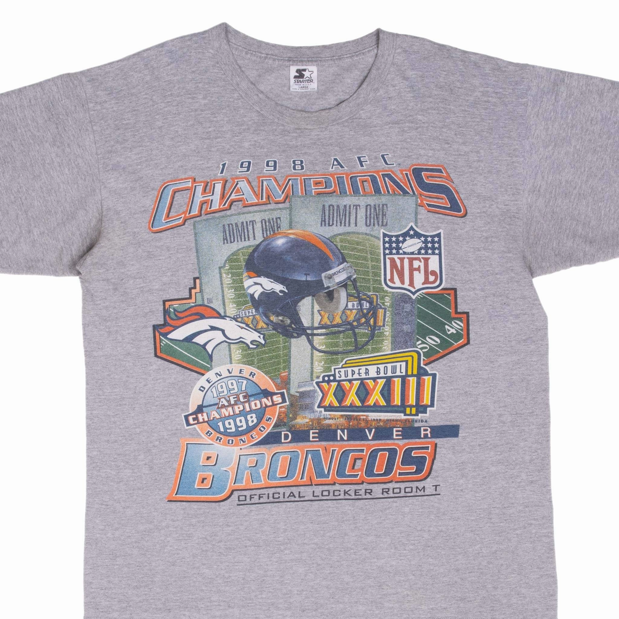 Soft Feel UV Protection Fabric VINTAGE NFL DENVER BRONCOS AFC CHAMPIONS 1998 TEE SHIRT LARGE MADE IN USA