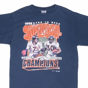 Non Restrictive Fit VINTAGE NFL DENVER BRONCOS SUPER BOWL CHAMPIONS 1998 TEE SHIRT LARGE