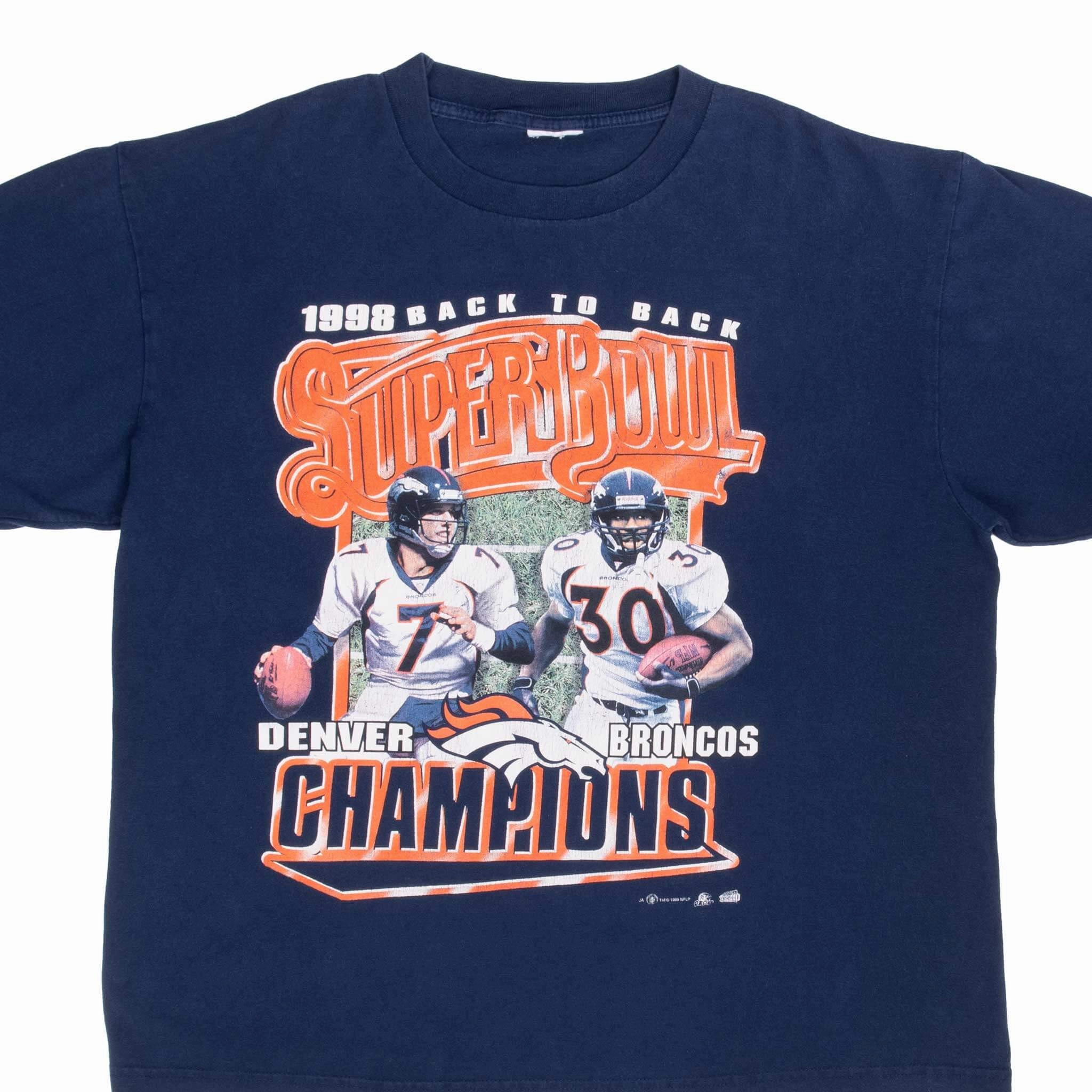 VINTAGE NFL DENVER BRONCOS SUPER BOWL XXXII CHAMPIONS 1998 TEE SHIRT SIZE XL ReinforcedHems Organic Cotton Blend